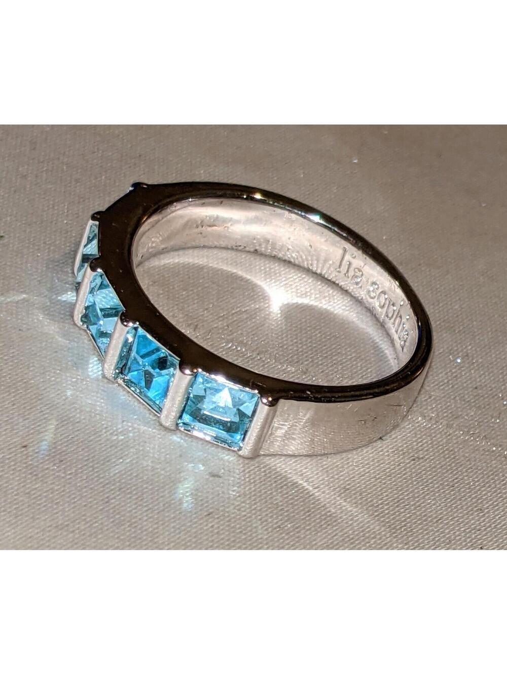 Lia Sophia "Cold Front" Women's Silver Tone Band Ring With Blue Crystals Size 9 - Picture 2 of 5